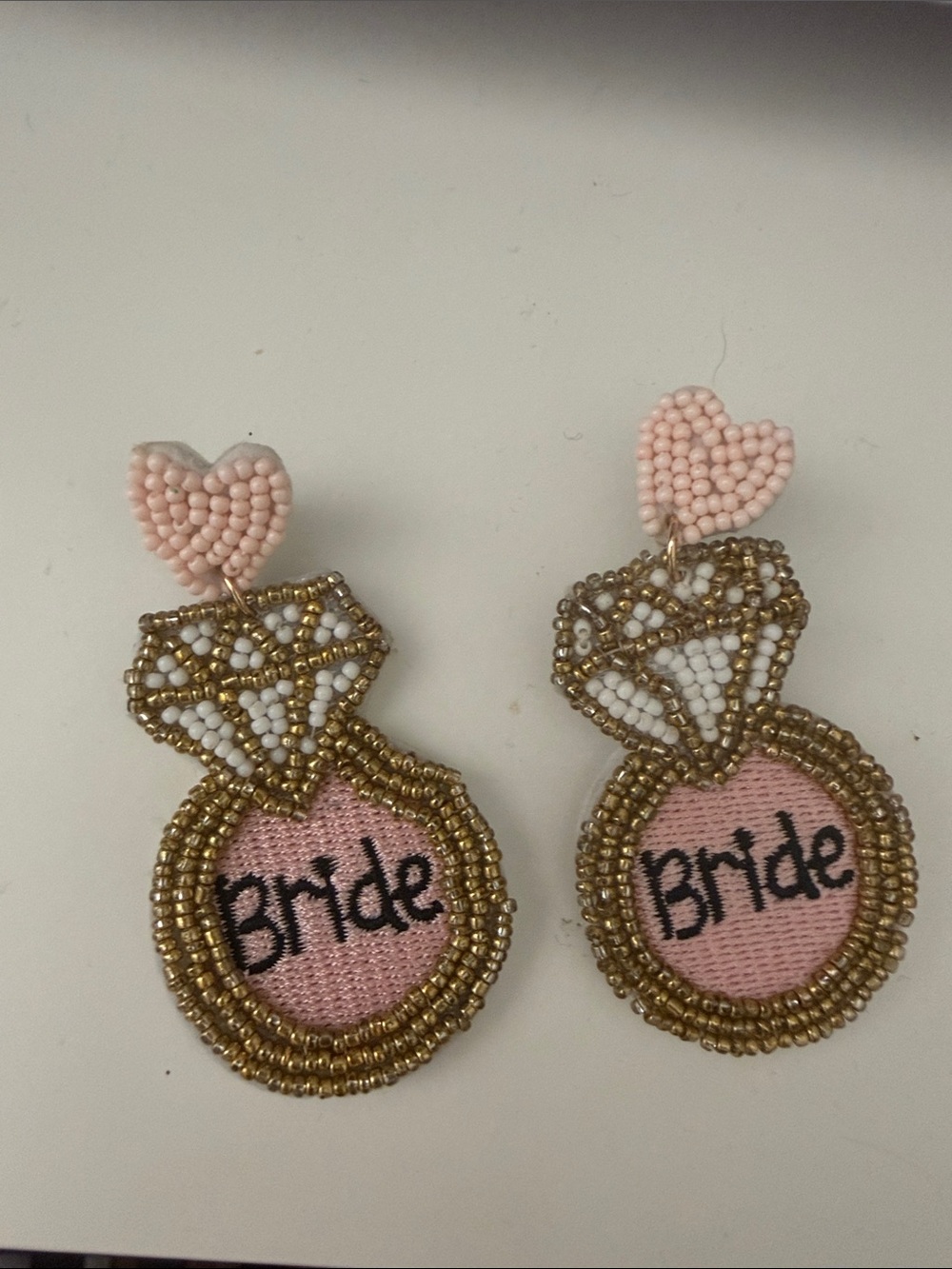 Bride Pink & Gold Beaded Statement Earrings